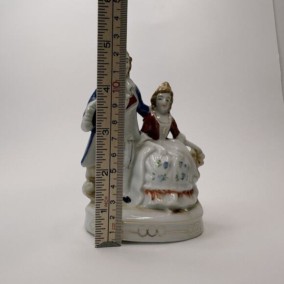 Occupied Japan Figurine 18th Century Man & Woman Hand Painted 1945-1952 VTG - Picture 9 of 10